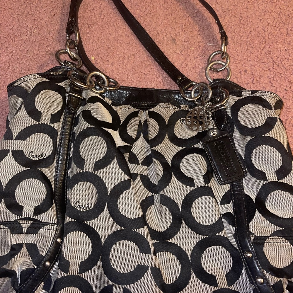 Coach Black and Gray Signature Tote Bag